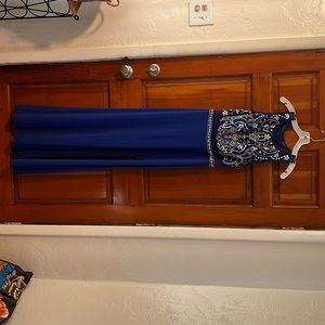 Royal blue with beads prom dress